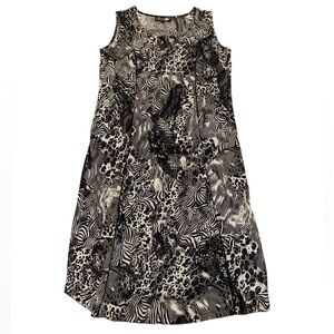 Amanda Collection Black White Grey Animal Print Sleeveless Dress - Size M